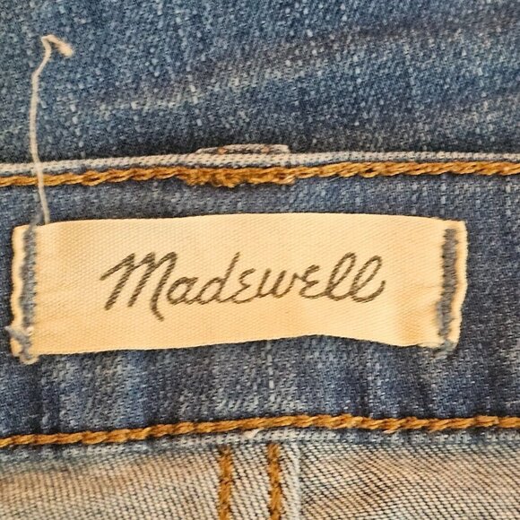 Madewell Jeans Women 27 29x26 Cali Demi Boot Button Fly Raw Hem Distressed Denim - Picture 3 of 13